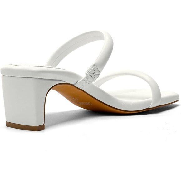 Dream Pairs Women's White Polyurethane (PU) Square Open Toe Low Block Heels - Picture 3 of 6